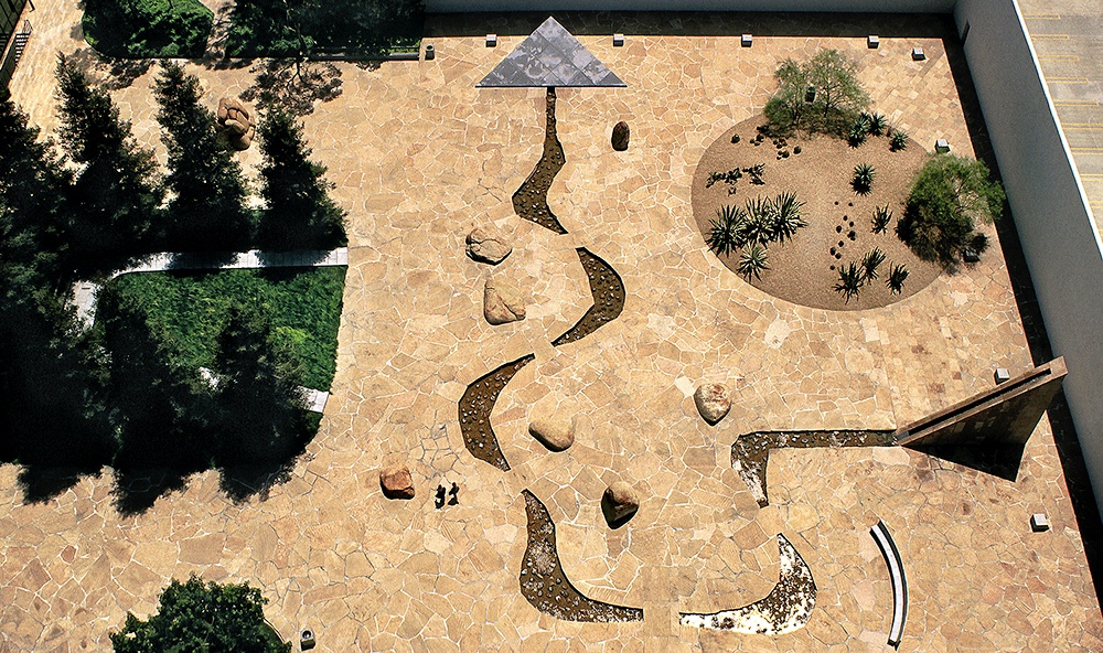 Noguchi Garden, California Scenario, as viewed from offices above. Commissioned by Henry Segerstrom.